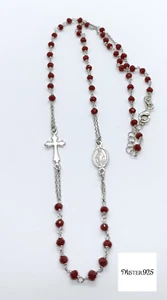 collana rosario argento 925 uomo donna croce e medaglia madonna miracolosa - Foto 1 di 9