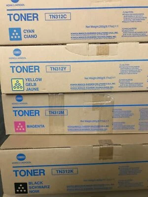 4 ¡Nuevos! JUEGO ORIGINAL KONICA MINOLTA BIZHUB C300 C352 TN312K TN312M TN312Y TN312C Foto 1 de 2