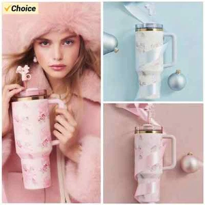 New Stainless Steel Double Layer Cup 40oz Car Cup Ice Beer Cup With Handle 40oz - Picture 1 of 12