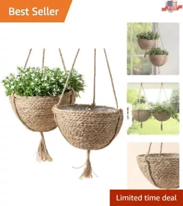 Versatile Seagrass Hanging Basket Planters - Stylish Organizers for Home - 2 PCS - Picture 1 of 8