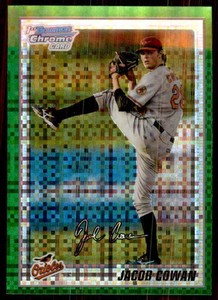 2010 Bowman Chrome Prospects Green X-Fractors Jacob Cowan #BCP164