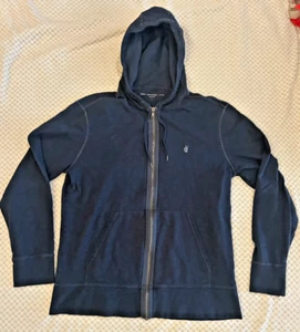 John Varvatos Sweatshirt Hoodie Mens Large Blue Full Zip Lightweight Jacket - Picture 1 of 5