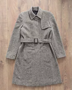AKRIS Woll Tweed Muster Damen langer Mantel grau Luxusmarke - Bild 1 von 23