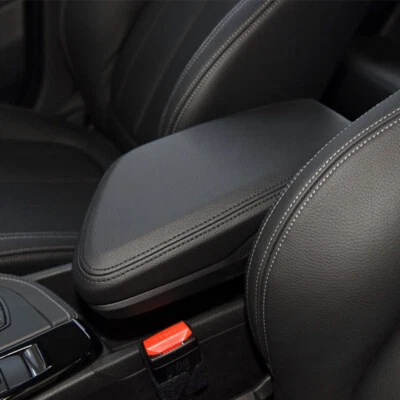 Cubierta de tapicería de reposabrazos de consola central de auto de cuero totalmente negra para BMW X1 F48 2016-2019 Foto 1 de 4