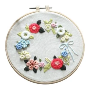 DIY Needlework Kits with Embroidery Hoop Cross Stitch Craft - Floral Pattern - Picture 1 of 3