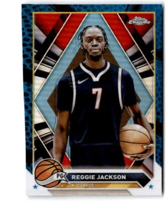 2023-24 Topps Chrome Blue Basketball Refractor #168 REGGIE JACKSON  Nuggets  - Image 1 of 2