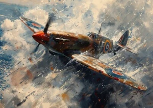 2 Stunning Spitfire Fighter Aircraft Art Prints Perfect for Aviation Enthusiast - Picture 1 of 4