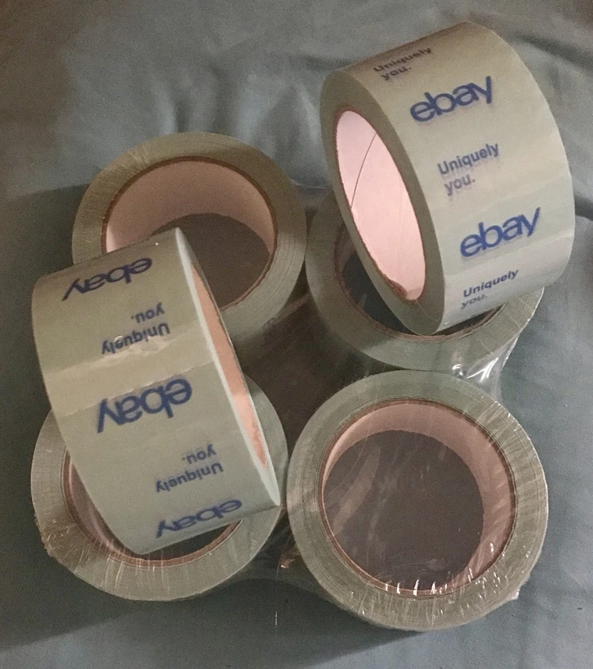 SIX (6) ROLLS BLUE EBAY BRANDED SEALING PACKING PACKAGING SHIPPING BOX TAPE - Image 1 of 1