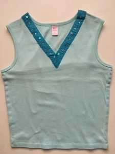 Limited Too Blue Sleeveless V PJ Pajama Tank Top Night Shirt 12 Snug Fit - Picture 1 of 2
