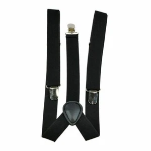 Bretelle nere larghe 25 mm bretelle resistenti regolabili pantaloni ufficio unisex - Foto 1 di 1