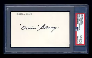 OSSIE BLUEGE SIGNED INDEX CARD MINT PSA/DNA SLABBED 1924 WASHINGTON SENATORS WSC - Picture 1 of 1