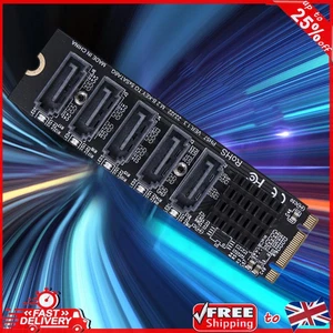 M.2 MKEY PCI-E Riser Card 5/6 Port Converter NVME To SATA SATA3.0 Adapter 6Gpbs - Picture 1 of 21
