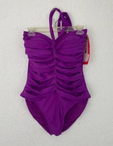 Spanx Womens Braided Core One Piece Swimsuit Passion Fruit Purple Size 14 - Picture 1 of 3