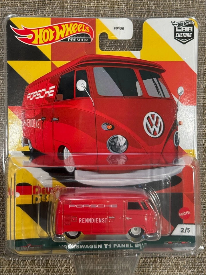 Hot Wheels Deutschland Designs Volkswagen T1 Panel bus,Free Shipping & Protector - Image 1 of 4