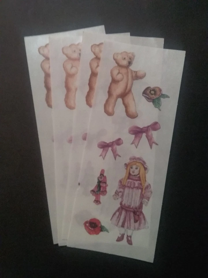 Creative Memories ~ Lot of Four Studio Stickers ~ 2" x 5"  Baby Girl Teddy Bear - Изображение 1 из 1
