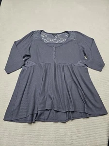 Torrid Shirt Womens 3 Lace Waffle Knit 3/4 Sleeve Peplum - Picture 1 of 7