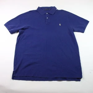 Polo Ralph Lauren Shirt Mens XLT Blue Short Sleeve Pony Button Cotton Collar - Picture 1 of 9