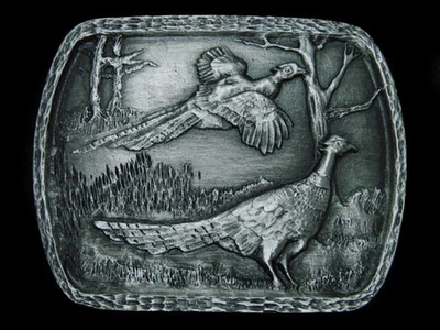 SL13112 *NOS* VINTAGE AÑOS 80 **FAISANES** ARTE CONMEMORATIVO HEBILLA DE CINTURÓN Foto 1 de 2