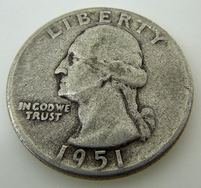 1951 USA Washington Quarter Dollar 90% Silver 25c Coin B01 - Image 1 of 4