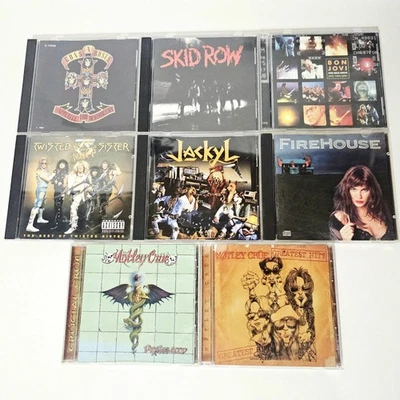 Rock CD Lot Of 8 Hair Bands Metal 90's Skid Row Guns N Roses Jackyl Motley Crue - Imagem 1 de 4