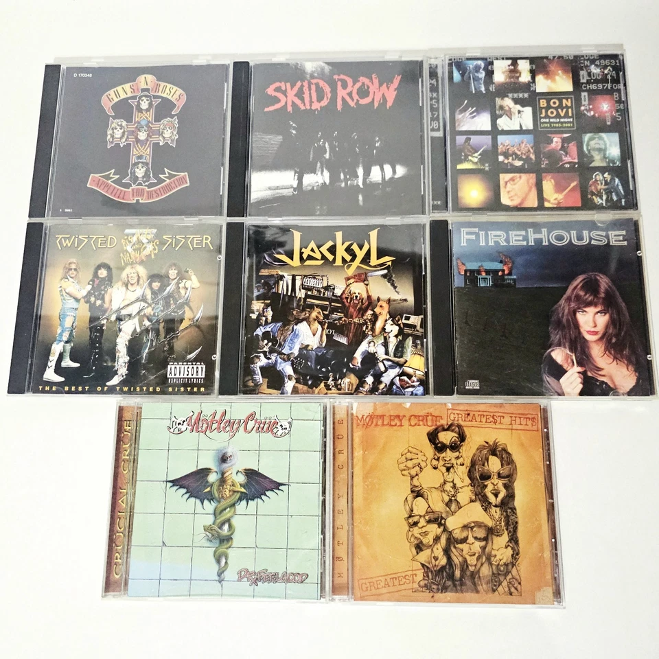 Rock CD Lot Of 8 Hair Bands Metal 90's Skid Row Guns N Roses Jackyl Motley Crue Foto 1 de 4
