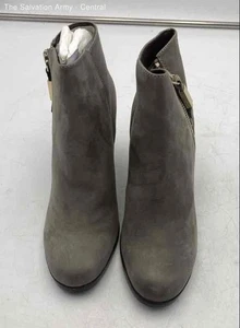 Aldo Womens Gray Leather Round Toe Side Zipper Block Heel Ankle Booties Size 9 - Picture 1 of 6