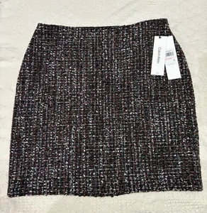 Calvin Klein Damen Tweed Metallic Business schwarz gerader Rock Gr. 10 Neu mit Etikett - Bild 1 von 8