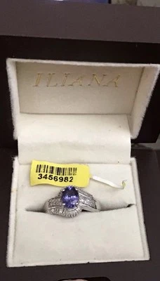 Diamante AAA PREMIUM TANZINITA de 0,40 ctw en platino sobre plata de ley de 1,65 ctw Foto 1 de 2