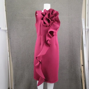 Nina Leonard Kleid Damen XL rosa Rüschen vorne ärmellos Etui Party Cocktail - Bild 1 von 20