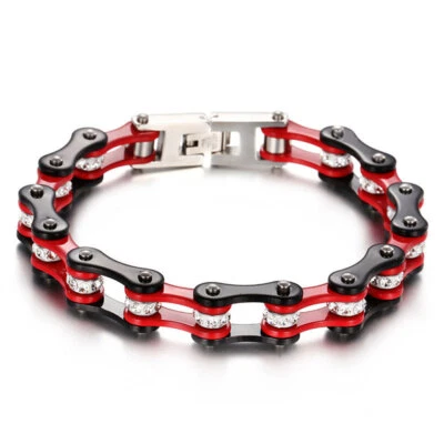 Stainless Steel Bracelets Red Bicycle Motorcycle Chain Bracelets For Men/Women - Image 1 of 4