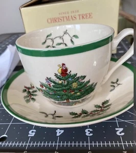 Spode Christmas Tree England Tea Cup and Saucer Set Coffee Tea with Box - Picture 1 of 5