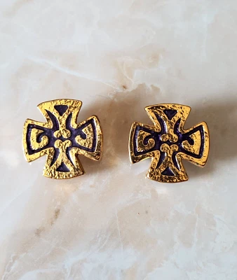 Yves Saint Laurent YSL Vintage Emaille Ohrclips - Bild 1 von 4