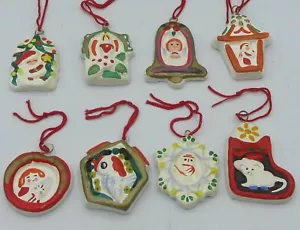 Handbemalte Miniatur Chinesisch Flach Fein Zement oder Putz Ornamente 8er Set - Bild 1 von 5
