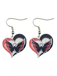 WASHINGTON CAPITALS - LOGOTIPO DE CORAZÓN REMOLINO - PENDIENTES COLGANTES TOTALMENTE NUEVOS NHL-ER-245-10 - Imagen 1 de 1