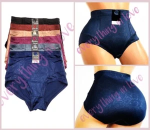 Women Pocket High Waist Full Coverage Tummy Control Satin Brief Girdle Panties - Picture 1 of 14