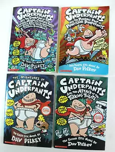 Captain Underpants 4er Set Taschenbücher, Die Abenteuer, gefährliche Handlung, 2 weitere - Bild 1 von 5