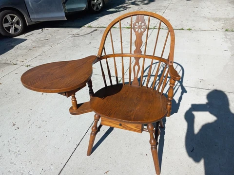 VINTAGE HALE COMPANY VERMONT Wood Right Handed Bowback Writing Desk Chair Cover