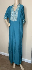 Women/Ladies Summer Dress Print Beach Cover Up Slit On Sides Sz L Boho Kaftan - Bild 1 von 10