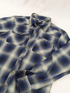 Outdoor Research Blue Black Plaid Button Up Flannel Shirt Feedback Size Medium - Picture 1 of 10