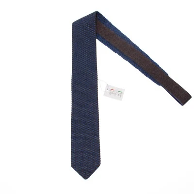 Corbata de punto Italo Ferretti nueva con etiquetas en marrón y azul 100 % seda hecha en Italia Foto 1 de 4