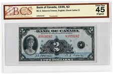Canada 2 Dollars 1935 EF "A" Osbourne-Towers BCS Graded EF 45 Original