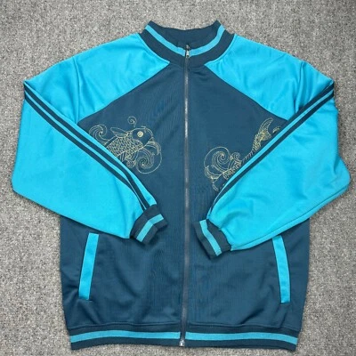 Chaqueta Sacred Crown Para Hombre XXL Azul Koi Pez Cremallera Completa Forrada de Vellón Bolsillos para Mano Foto 1 de 4