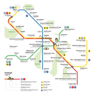 Sofia Bulgaria Metro System Subway Diagram Map Train Rail Railroad 36 x 36" XL - Picture 1 of 1