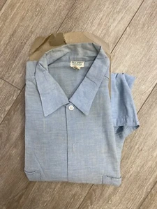 Vintage Deadstock 1940s 1950s Denim OshKosh B'gosh Button Up Blue Chambray Shirt - Picture 1 of 6