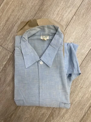 Vintage Deadstock 1940s 1950s Denim OshKosh B'gosh Button Up Blue Chambray Shirt - Image 1 of 4