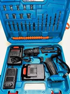 TRAPANO PROFESSIONALE DOPPIA BATTERIA 48V AVVITATORE 750W + KIT DI 24PEZZI - Foto 1 di 8
