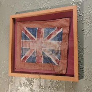 Antike Vintage Union Jack gerahmt 20er 30er Jahre Baumwolle? Leinen?  - Bild 1 von 13