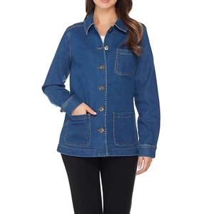 DENIM CO. Size XS Long Sleeve Button Front Jacket with Pockets ANTIQUE BLUE - Picture 1 of 4