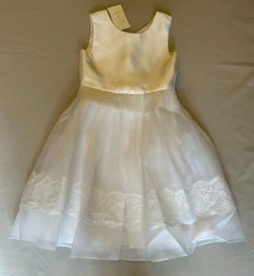Monsoon GIRL White Satin & LACE Communion Dress WEDDING CHRISTENING AGE 10 - Image 1 of 4