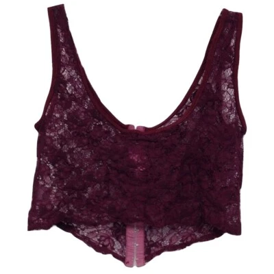 NEW NWT Millau LF Stores Sheer Burgundy Floral Lace Cropped Top Tank $96 retail - Изображение 1 из 4